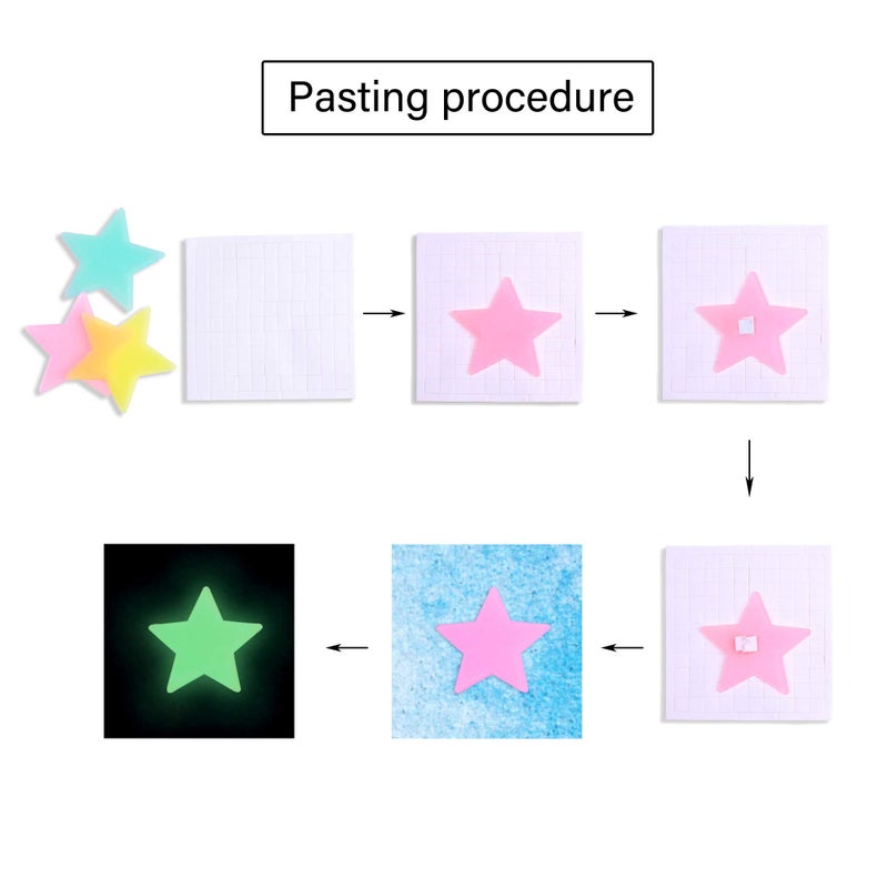 Wtech 100 Pcs Colorful Glow in The Dark Luminous Stars Fluorescent Noctilucent Plastic Wall Stickers Murals Decals for Home Art Decor Ceiling Wall Decorate Kids Babys Bedroom Room Decorations (Colorful) - Image 5