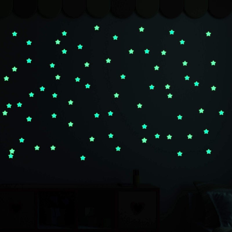 Wtech 100 Pcs Colorful Glow in The Dark Luminous Stars Fluorescent Noctilucent Plastic Wall Stickers Murals Decals for Home Art Decor Ceiling Wall Decorate Kids Babys Bedroom Room Decorations (Colorful) - Image 2