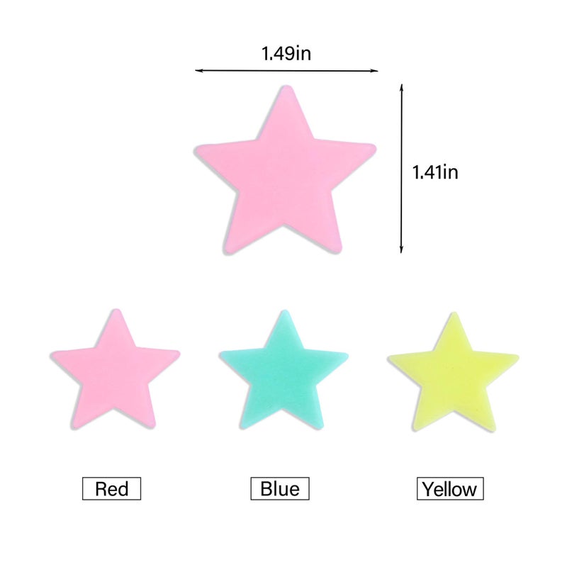 Wtech 100 Pcs Colorful Glow in The Dark Luminous Stars Fluorescent Noctilucent Plastic Wall Stickers Murals Decals for Home Art Decor Ceiling Wall Decorate Kids Babys Bedroom Room Decorations (Colorful) - Image 4