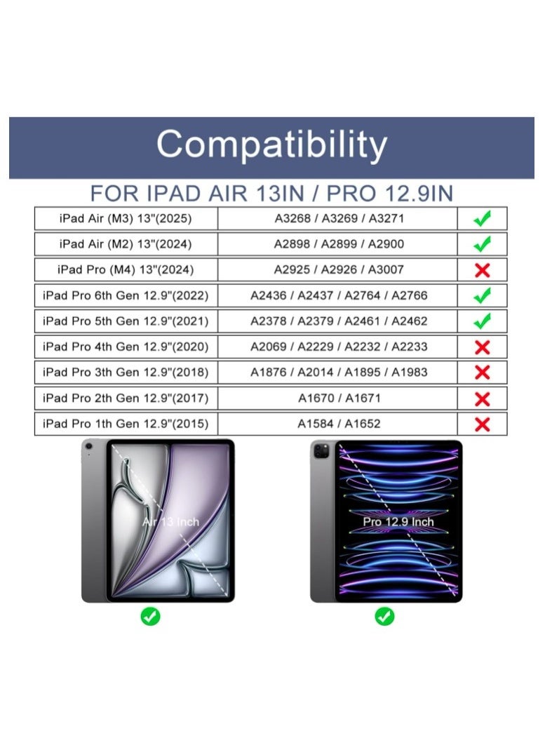 VR Creative Case for iPad Air 13 Inch (M3/M2) 2025/2024, iPad Pro 12.9 2022 2021(6th 5th Generation) - [Slim Trifold Stand + Auto Wake/Sleep],Protective Hard PC Back Cover (Blue) - Image 2