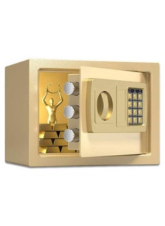 Arabest Safe Box, Electronic Safety Box with Digital Keypad and Emergency Keys,  Home Security Locker for  Valuables, Jewelry, Money and Documents, Gold  - Image 1