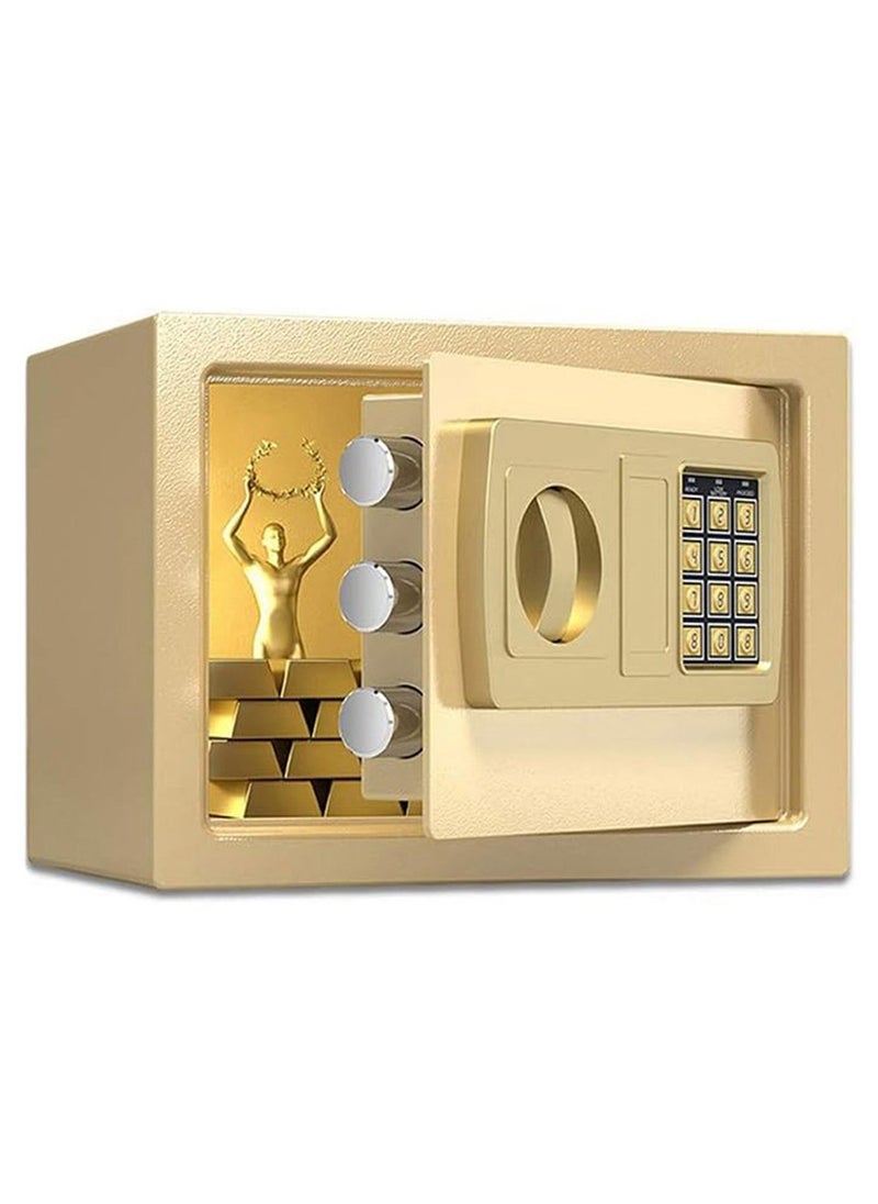 Arabest Safe Box, Electronic Safety Box with Digital Keypad and Emergency Keys,  Home Security Locker for  Valuables, Jewelry, Money and Documents, Gold  - Image 1