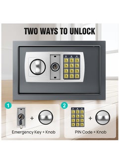 Arabest Safe Box, Electronic Safety Box with Digital Keypad and Emergency Keys,  Home Security Locker for  Valuables, Jewelry, Money and Documents, Gold  - Image 4