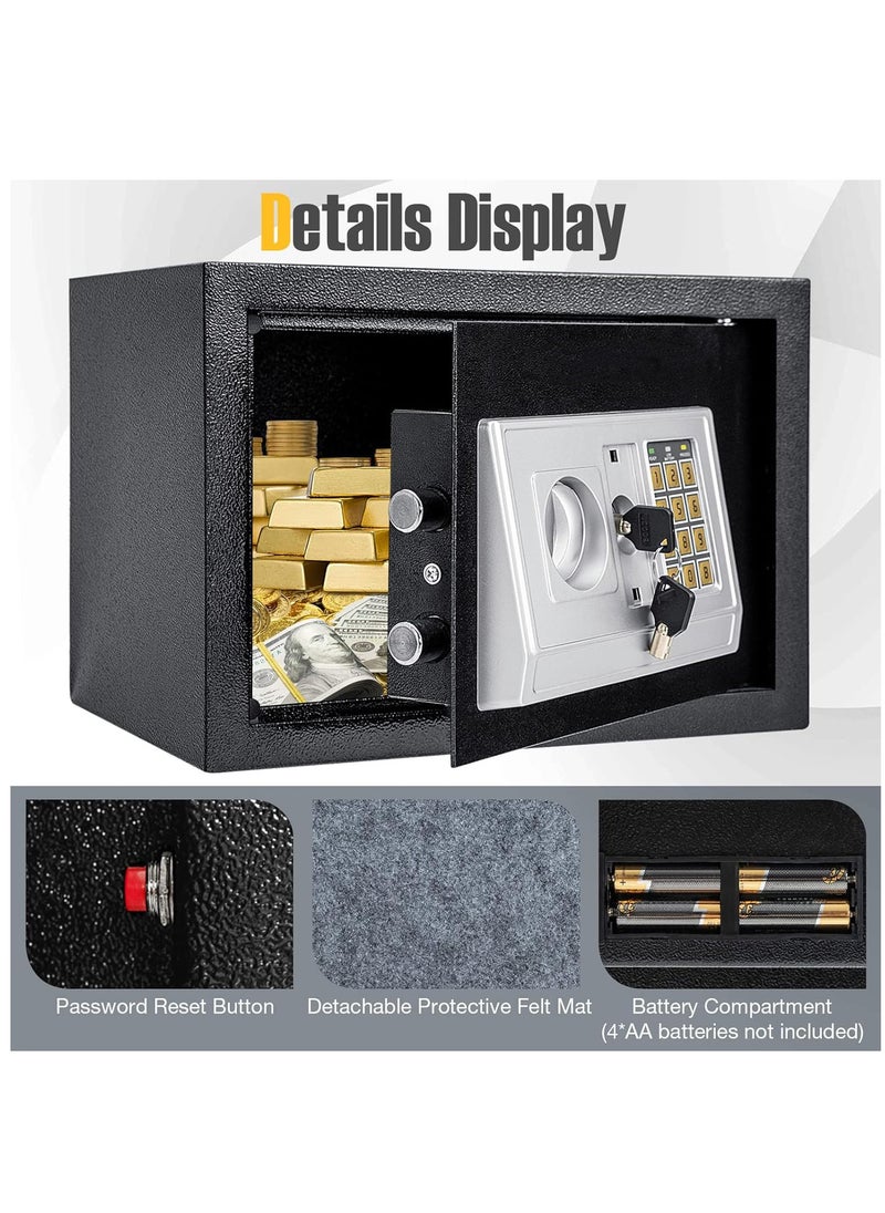 Arabest Safe Box, Electronic Safety Box with Digital Keypad and Emergency Keys,  Home Security Locker for  Valuables, Jewelry, Money and Documents, Gold  - Image 5