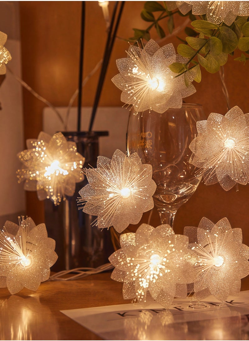 ماركة غير محددة سلسلة إضاءة LED على شكل زهرة من الألياف البصرية، شريط إضاءة LED RGB لغرفة النوم، مزود بمنفذ USB، مقاوم للماء، إضاءة LED مثالية لغرفة النوم والتلفزيون والأنشطة الخارجية والتخييم، بطول 1.5 متر  - Image 3