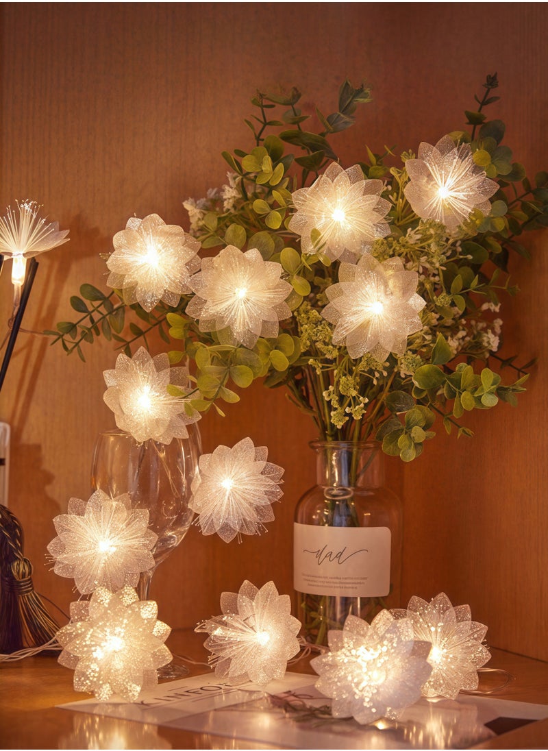 ماركة غير محددة سلسلة إضاءة LED على شكل زهرة من الألياف البصرية، شريط إضاءة LED RGB لغرفة النوم، مزود بمنفذ USB، مقاوم للماء، إضاءة LED مثالية لغرفة النوم والتلفزيون والأنشطة الخارجية والتخييم، بطول 1.5 متر  - Image 1