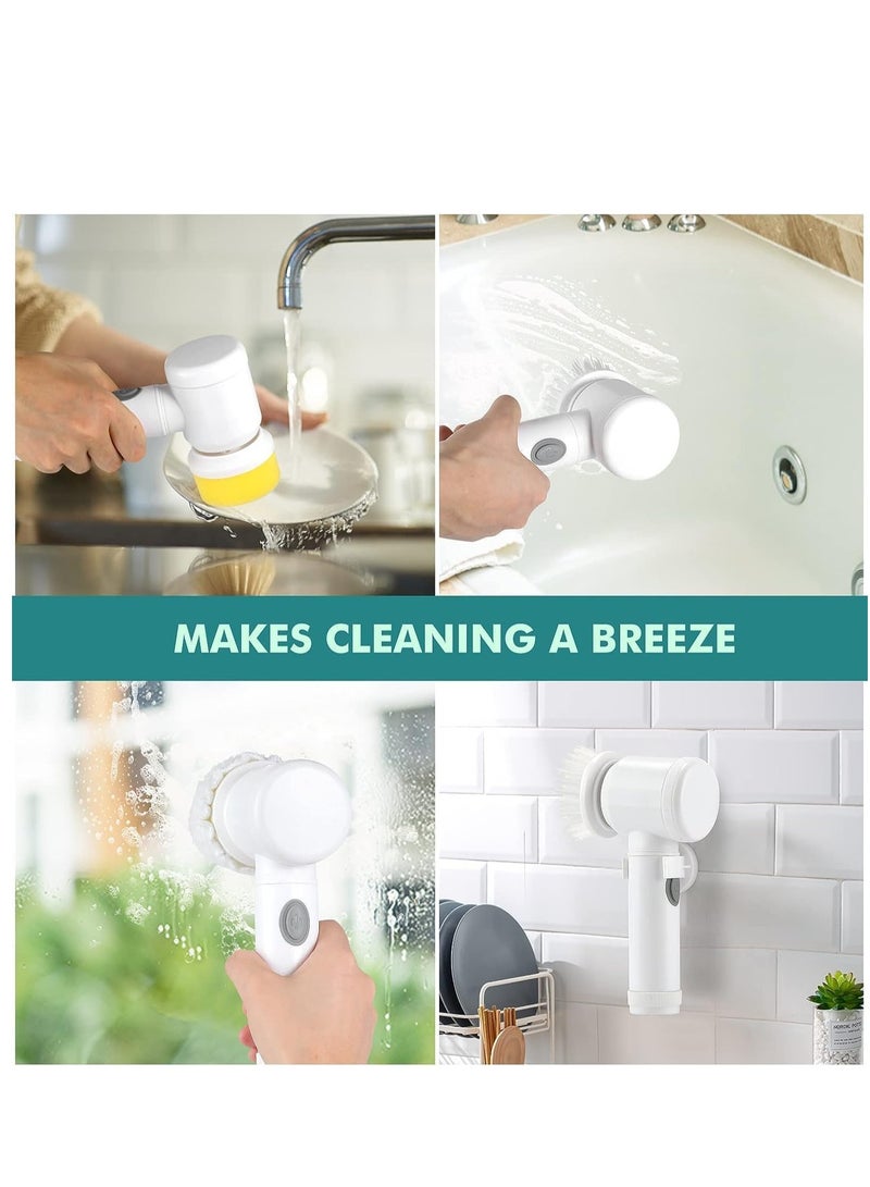 ELTRAZONE Rechargeable Electric Spin Scrubber, Electric Cleaning Brush with 3 Brush Heads,Bathroom Scrub Brush,Shower Scrubber for Cleaning丨Wall/Bathtub/Toilet/Window/Kitchen/Sink/Dish/Grout - Image 3