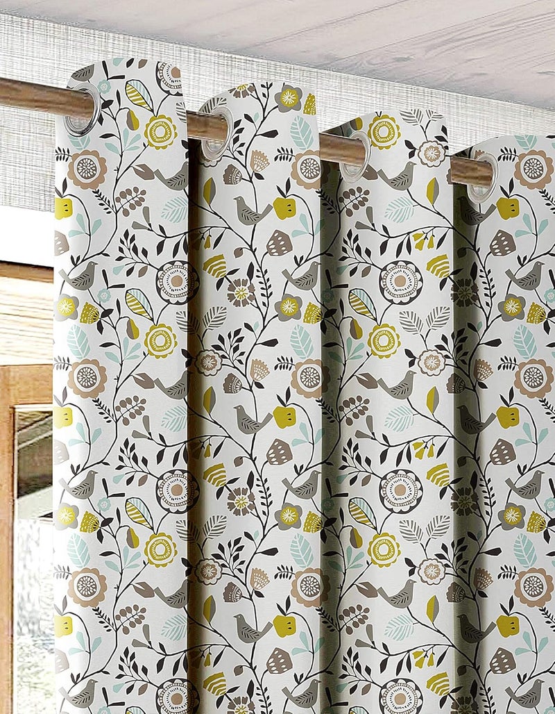 Casableu Dawn 2 Piece Polyester Eyelets (Steel) Blackout Curtains with Tie Back, Bedroom Living Room (Lime, 7 Ft x 4.2 Ft) - Image 2