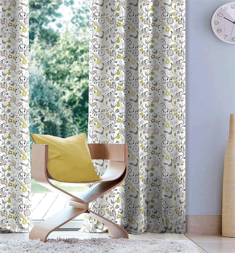 Casableu Dawn 2 Piece Polyester Eyelets (Steel) Blackout Curtains with Tie Back, Bedroom Living Room (Lime, 7 Ft x 4.2 Ft) - Image 1