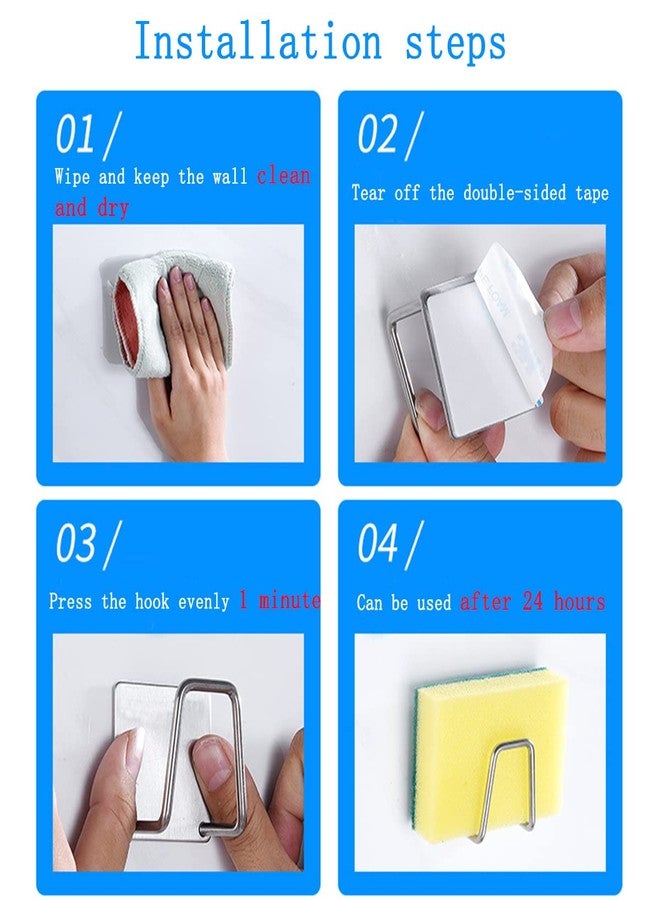 LEFTSTARER 4 Pack Sink Sponge Holder for Kitchen Sink Premium SUS304 Stainless Steel Rustproof Waterproof Quick Drying Small Strong Adhesive Sponge Holder (4) - Image 4