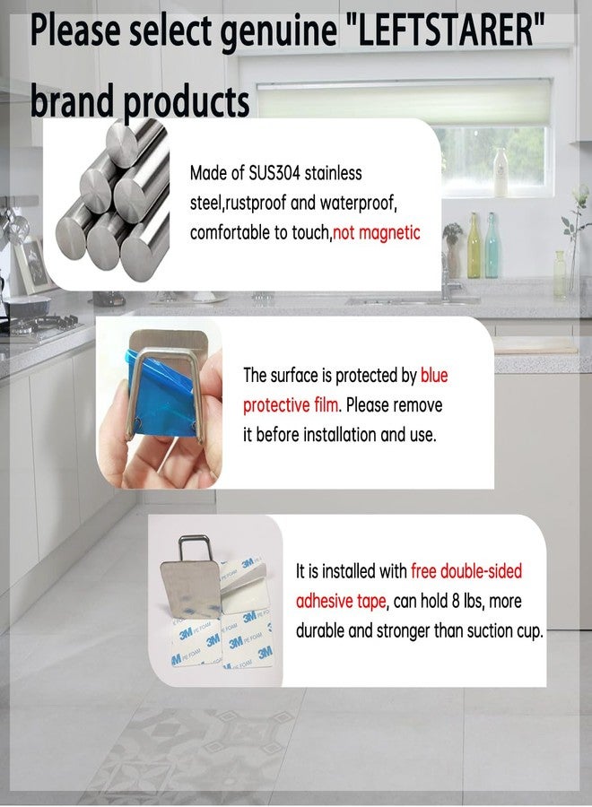 LEFTSTARER 4 Pack Sink Sponge Holder for Kitchen Sink Premium SUS304 Stainless Steel Rustproof Waterproof Quick Drying Small Strong Adhesive Sponge Holder (4) - Image 3