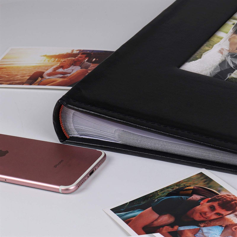 RECUTMS RECUTMS Photo Picture Album 4x6 300 Photos Small Capacity Premium Leather Cover Wedding Family Photo Albums with Writing Space Holds 300 Horizontal Photos(Black) - Image 3