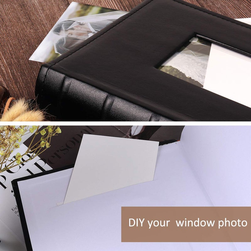 RECUTMS RECUTMS Photo Picture Album 4x6 300 Photos Small Capacity Premium Leather Cover Wedding Family Photo Albums with Writing Space Holds 300 Horizontal Photos(Black) - Image 4