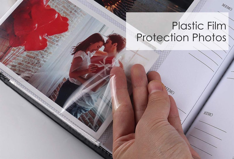 RECUTMS RECUTMS Photo Picture Album 4x6 300 Photos Small Capacity Premium Leather Cover Wedding Family Photo Albums with Writing Space Holds 300 Horizontal Photos(Black) - Image 5