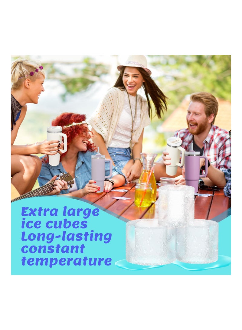KASTWAVE Ice Cube Tray for Stanley Cup, Silicone Ice Cube Mold with Spill-Resistant Lid, 3 Hollow Cylinder Ice Cube Molds for 20-40 oz Tumblers, BPA Free, Ice Cube Trays for Freezer Drinks Whiskey, Blue - Image 3
