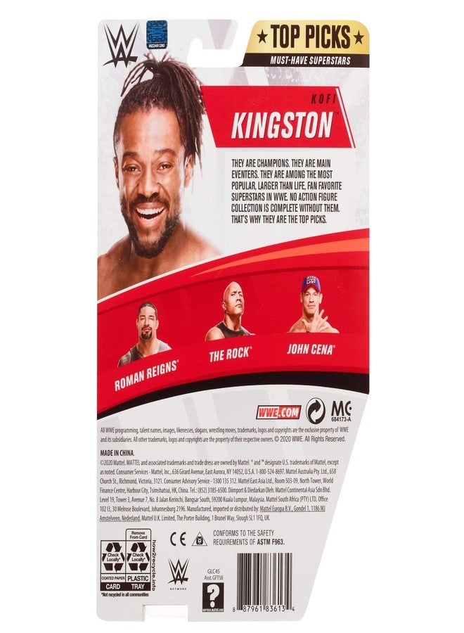 WWE MATTEL Kofi Kingston Top Picks 6-inch Action Figures with Articulation & Life-Like Detail, Multi (GLC45) - Image 5