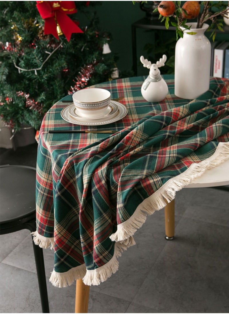 Round Table cloth Linen Fabric Table Cloth Washable Table Cover with Dust-Proof Wrinkle Resistant for Restaurant, Picnic, Indoor and Outdoor Dining150cm*150cm