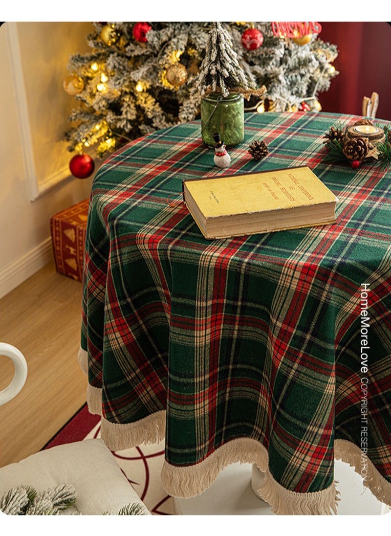 Round Table cloth Linen Fabric Table Cloth Washable Table Cover with Dust-Proof Wrinkle Resistant for Restaurant, Picnic, Indoor and Outdoor Dining150cm*150cm