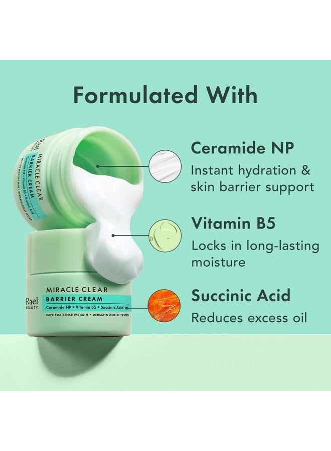 رائيل مرطب الوجه رايل، كريم ميراكل كلير باريرينغ - كريم مرطب للوجه للبشرة الدهنية والمعرضة لحب الشباب، للعناية بالبشرة الكورية، خفيف الوزن، حمض السكسينيك، فيتامين ب5 المرطب، نباتي، خالٍ من القسوة (1.8 أونصة) - Image 4