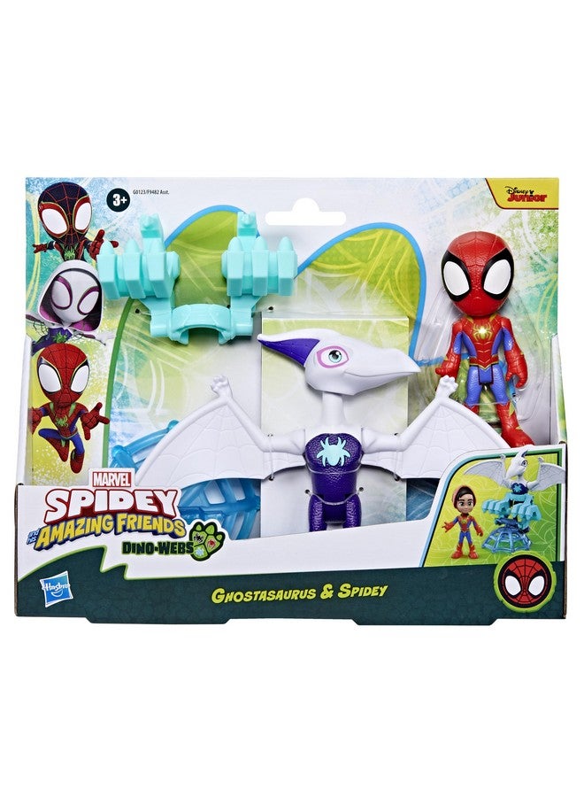 SPIDEY AND HIS AMAZING FRIENDS سبايدي وأصدقائه المذهلين مجموعة تماثيل الحركة سبايدر مان بحجم 4 بوصات من مارفل دينو-ويبز غوستاسوروس وسبايدي، ألعاب للأطفال من عمر 3 سنوات وما فوق - Image 4