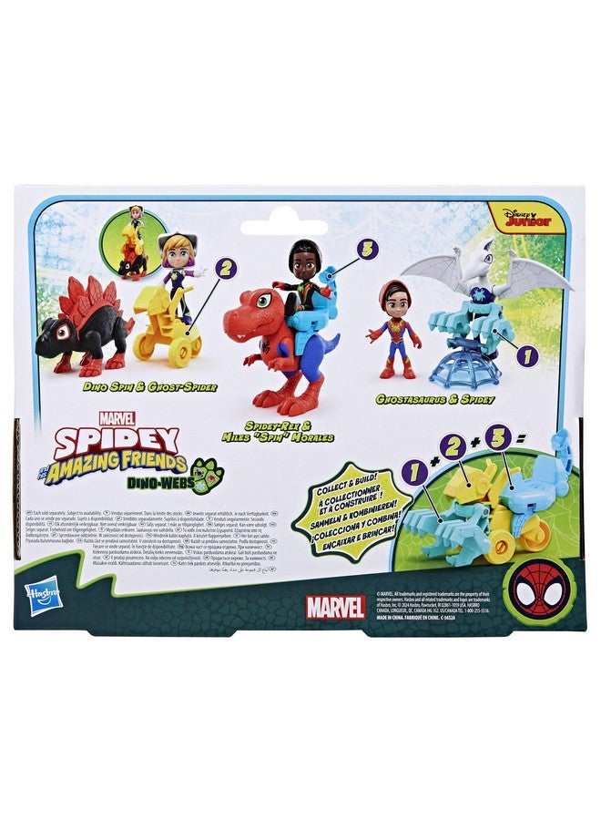 SPIDEY AND HIS AMAZING FRIENDS سبايدي وأصدقائه المذهلين مجموعة تماثيل الحركة سبايدر مان بحجم 4 بوصات من مارفل دينو-ويبز غوستاسوروس وسبايدي، ألعاب للأطفال من عمر 3 سنوات وما فوق - Image 5