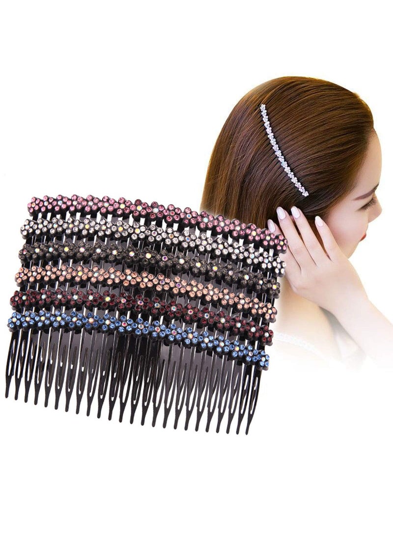 Suoirblss 6 PCS 24 Teeth Hair Comb Rhinestone Hair Side Comb Women Lady Plastic Decorative Hair Clip Hairpins A 