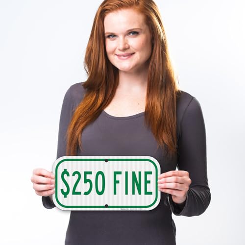 Sigo Signs $250 Fine Sign, Handicap Fine Sign, (SI-790) 6x12 Inches, 3M EGP Reflective .040 Aluminum, Fade Resistant, Made in USA by Sigo Signs - Image 2