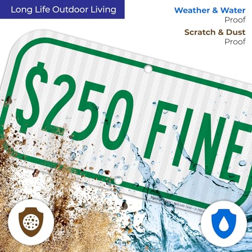 Sigo Signs $250 Fine Sign, Handicap Fine Sign, (SI-790) 6x12 Inches, 3M EGP Reflective .040 Aluminum, Fade Resistant, Made in USA by Sigo Signs - Image 5