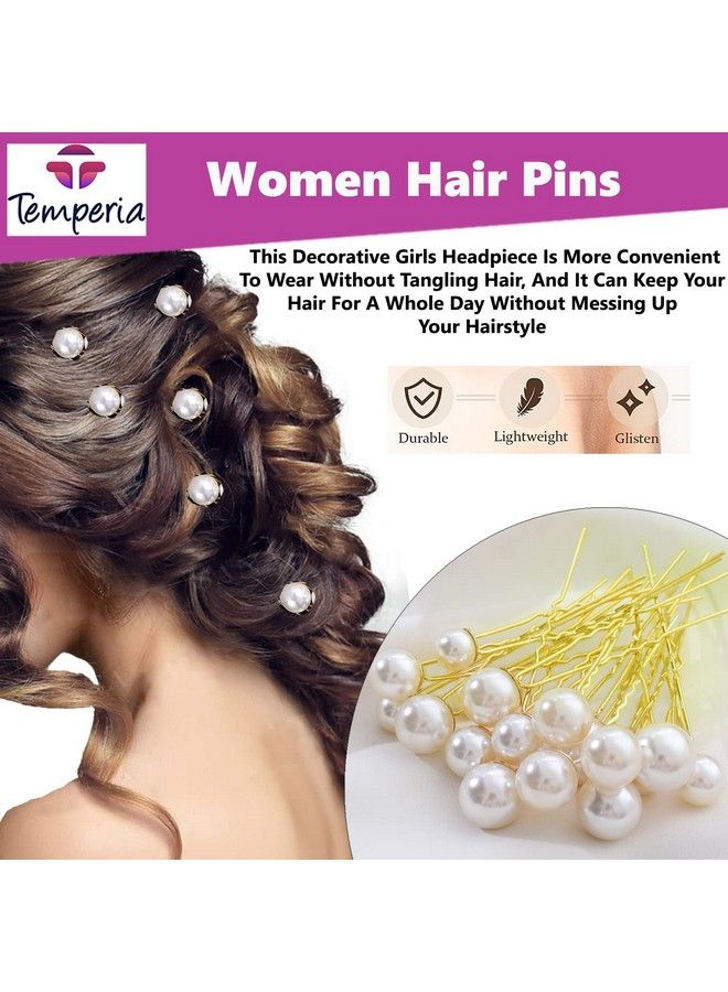 Temperia (12Pcs) Pearl Hair Accessories For Women & Girls Stylish Decoration Pearls Hair Clip U Pins For Bride Hairstyle For Wedding/Parties - Image 3