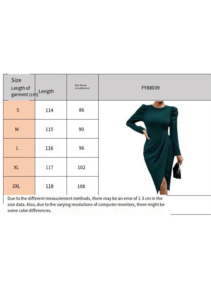 general Solid-color Fitted Dress With Irregular Slit At The Waist - Image 3