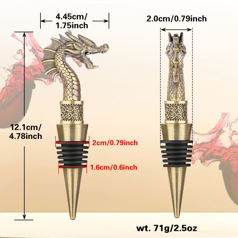 Dragon Head Wine Stopper Set With Qinggu Velvet Bag For Men Women Bottle Opener Storage Champagne Birthday Gift - Image 3
