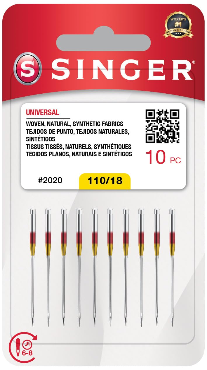 SINGER 10-Pack Universal 2020 Sewing Machine Needles, Size 110/18