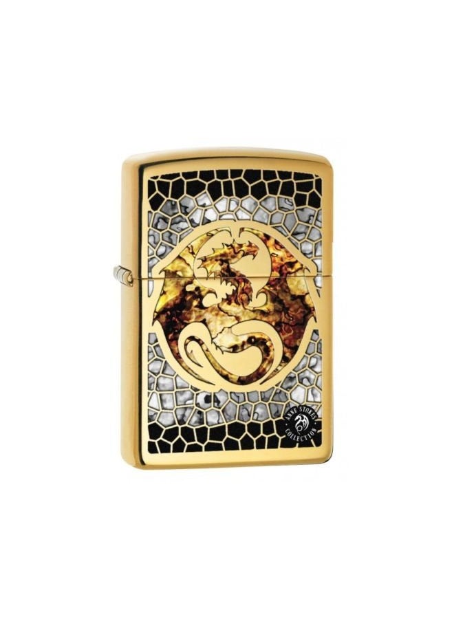 ولاعة زيبّو مخصصة - تصميم تنين الفنانة آن ستوكز مع قشور من النحاس اللامع