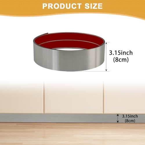 Soengsau Stainless Steel Kick Plate, Anti-Scratch Base Cover Kickplate, Peel and Stick Baseboard Molding Trim for Wall, Entrance Door, Kitchen Cupboard, Dishwasher Toe (118"L x 3.15"W, Brushed Silver) - Image 2
