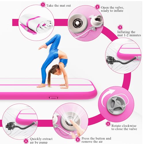 Estgora Gymnastics Mat For Tumbling 20ft Tumble Track 4 Inch Thick Inflatable Gymnastic Training Equipment For kids At Home Gym Cheerleading with Electric Pump - Image 5