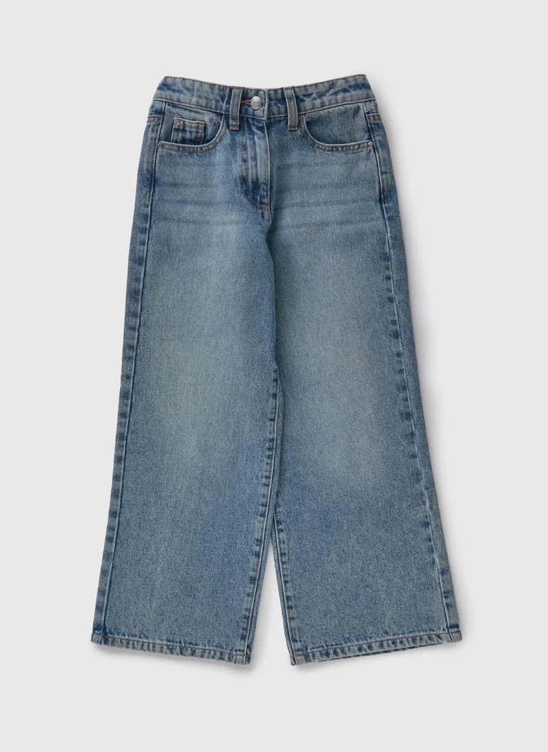 Matalan Girls Light Wash Wide Leg Jeans