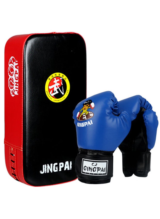 Competing pie Jingpai Children's Boxing Gloves, Parent-child Set, Sanda Taekwondo Training Hand Target, Punching Bag, Blue Gloves - Image 1