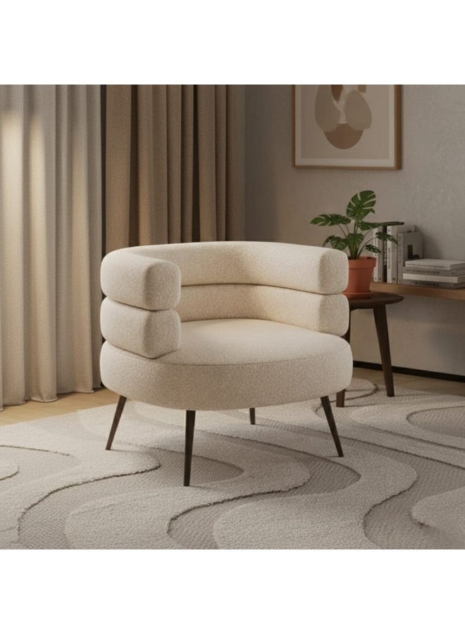 NZONE STORE Modern Boucle Accent Chair with Scandi-Style Legs Biege/Black - Image 1
