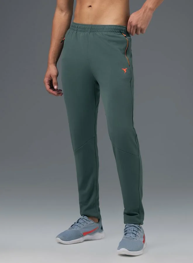 Technosport Green Solid Track Pants with Zip Pocket