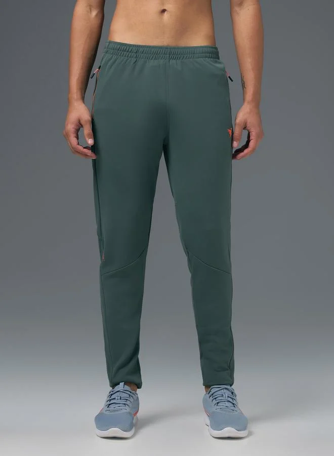 Technosport Green Solid Track Pants with Zip Pocket