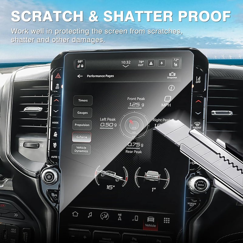 Karltys 【Upgrade 2 Pack Screen Protector for 【No Glare u0026 Fingerprint】 Tempered Glass Dodge Ram 1500 2500 3500 2025 2026 14.4-Inch for Models (Tungsten/Limited/RHO/Rebel/Laramie) - Image 4