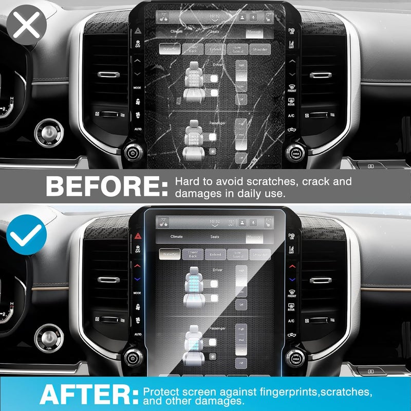 Karltys 【Upgrade 2 Pack Screen Protector for 【No Glare u0026 Fingerprint】 Tempered Glass Dodge Ram 1500 2500 3500 2025 2026 14.4-Inch for Models (Tungsten/Limited/RHO/Rebel/Laramie) - Image 3