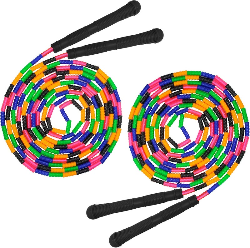 Coolrunner 16 FT Long Jump Rope(2 PACK), Double Dutch Jump Ropes, Soft Beaded Skipping for Kids Adults, Plastic Segmented Long Enough for 4-5 Jumpers - Image 1