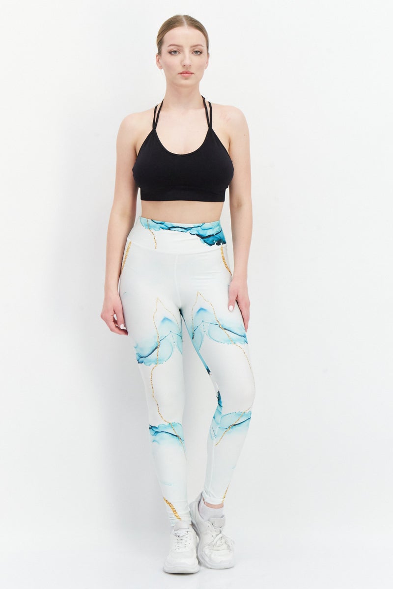 Ryder Act Women Allover Printed Leggings, White  - Image 4