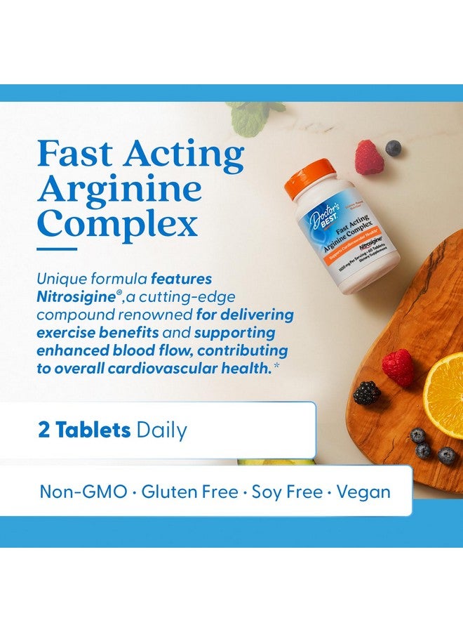 Doctor's Best Fast Acting Arginine Complex w/Nitrosigine, Boost Nitric Oxide, Blood Flow & Vessel Flexibility, Non-GMO, Vegan, Gluten Free, 750mg, White (DRB-00406), Tablet, 60 count - Image 3