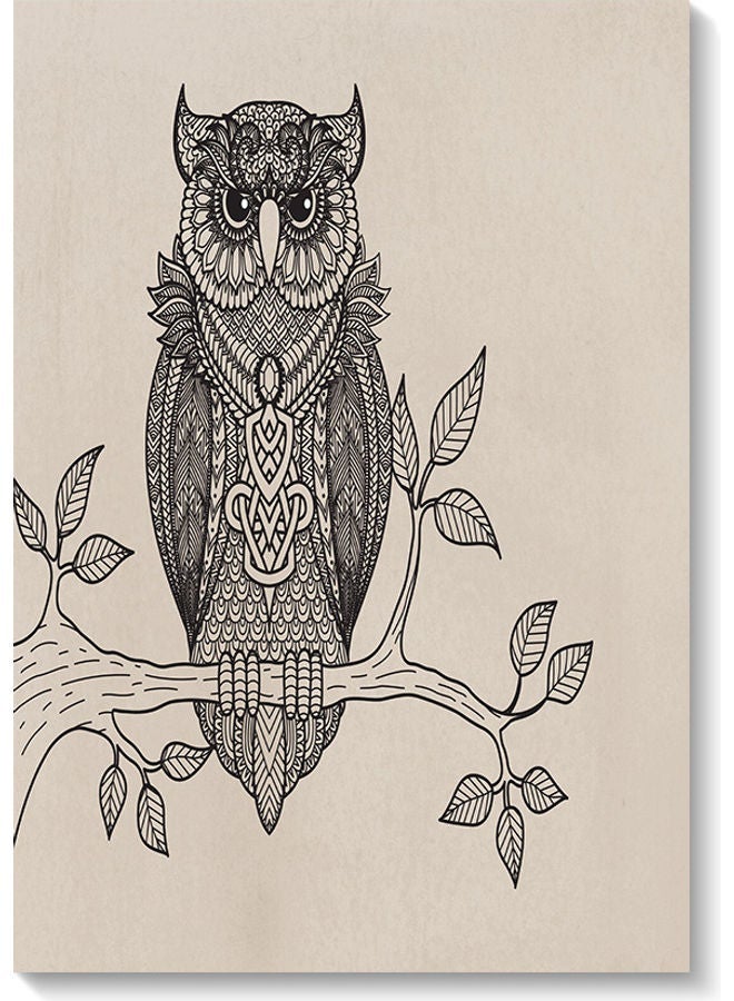 RYN Owl Printed Wall Art Beige/Black 40x60cm - Image 2
