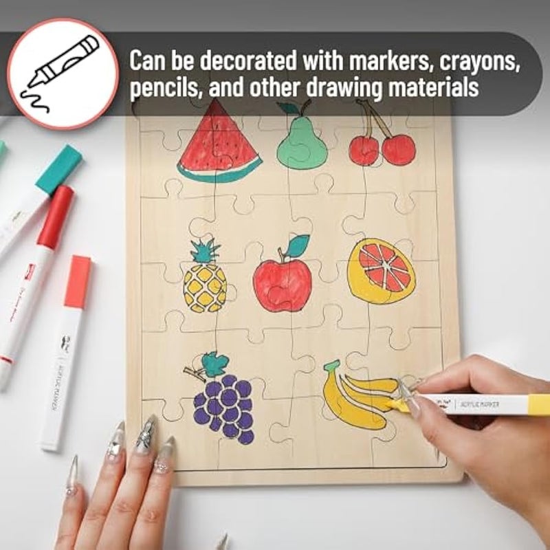 مستر.بين - احجية خشبية فارغة، 24 قطعة، 11.8 انش × 8.8 انش، احجيات خشبية فارغة للرسم عليها - Image 4