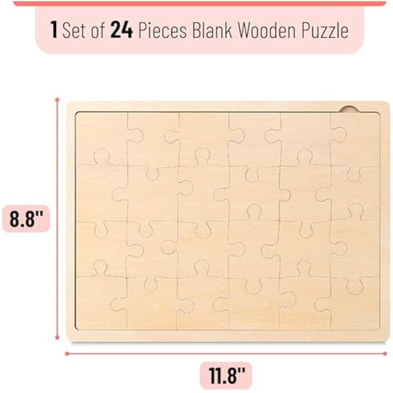 مستر.بين - احجية خشبية فارغة، 24 قطعة، 11.8 انش × 8.8 انش، احجيات خشبية فارغة للرسم عليها - Image 2