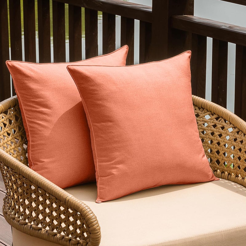 NiNi ALL Outdoor Waterproof Throw Pillow Covers Set of 2 Decorative Farmhouse Garden Pillowcase Solid Cushion Cases for Patio Tent Couch 24x24 inch Orange - Image 1