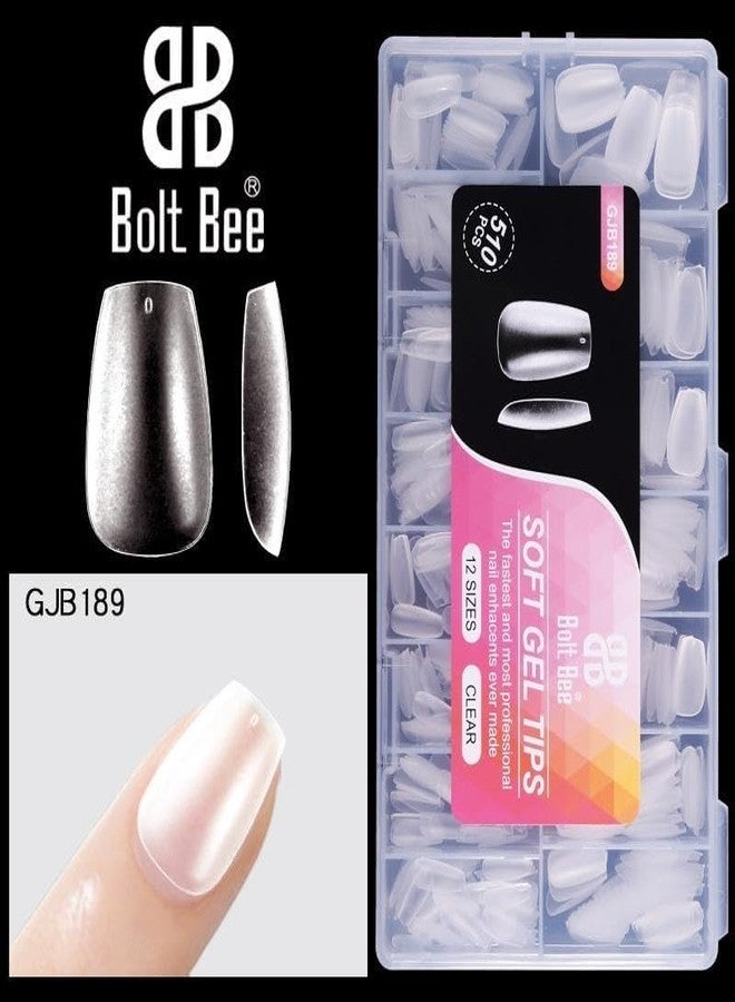 Bolt Bee Soft Gel Nail Tips, 510 Pieces, Full Matte Transparent, Pre-Buffed Extensions, 15 Sizes, Medium Almond (Short Square) - Image 2